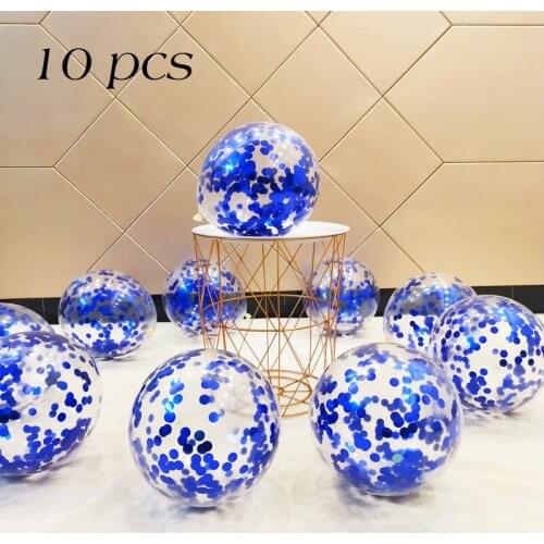 10pcs/lot rose gold Clear Confetti Latex Balloons Birthdy party Wedding Decoration Transparent Glitter Balloons Baby Shower ball