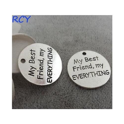 Top Quality 5 Pieces/lot 25mm Letter Engraved My best friend,my everything charm family charms word charms for diy