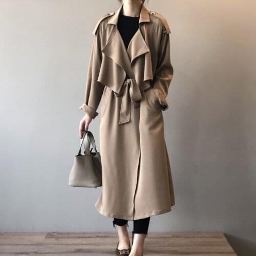 2021 New Autumn Fashion Long Length Double Lapel Collar Sashe Womens Trench Coat High End England Style Clothes