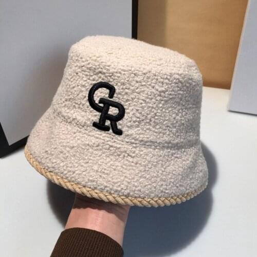 Winter Luxury Women casual thick Lambswool bucket hat Basin cap Gorros KDOU009