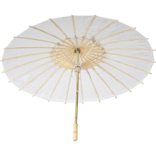 30pcs Bamboo Diameter 23.6inch Wedding Umbrella Parasol White Paper Long Handle Wedding Bridal Favor Parasol Adult Size
