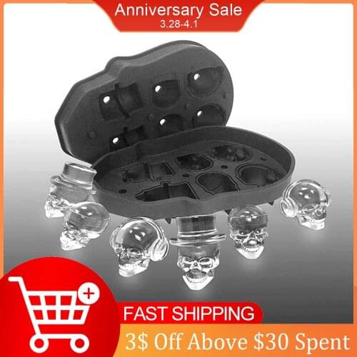 1pc Ice Cube Tray Pudding Mold 3D Skull Silicone 6-Cavity DIY Bar Party Ice Maker Chocolate Mould Kitchen Tools