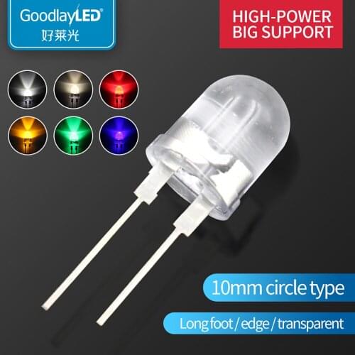 1000pcs 10MM Round head 0.5W 150mA Red Green Blue Yellow White big support power Into the lamp bead