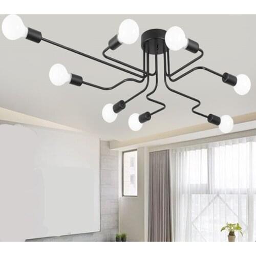 4/6/8 Heads Multiple Rod Wrought Iron Ceiling Light Retro Industrial Loft Nordic Dome Lamp for Home Decor Dinning Cafe Bar LED