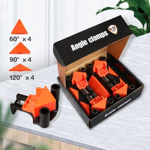 4pcs Wood Angle Clamps 60/90/120 Degrees Woodworking Corner ClampRight Clips DIY Fixture Hand Tools Set for Taper Joints Plate