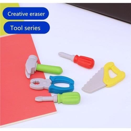 5PCS Cute creative Eraser Tool series Pencil erasers Rubber material Soft and safe children learn prizes