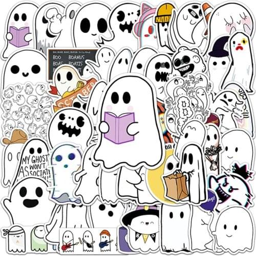 50pcs Spirit Ghost Stickers For Notebooks Stationery Scrapbook Kscraft Cute Sticker Vintage Scrapbooking Material Craft Supplies