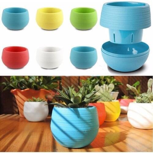 7x6.5cm Cute Round Home Garden Office Decor Planter Plastic Plant Flower Pots