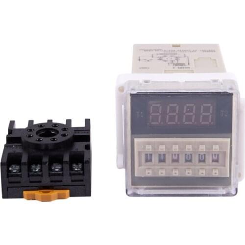 AC 220V 5A Programmable Double Time Timer Delay Relay Device Tool DH48S-S