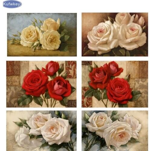 5D DIY Diamond Painting Flower Mosaic Art Needlework Pink Tulip Red Rose Picture Rhinestone Cross Stitch Diamond Embroidery