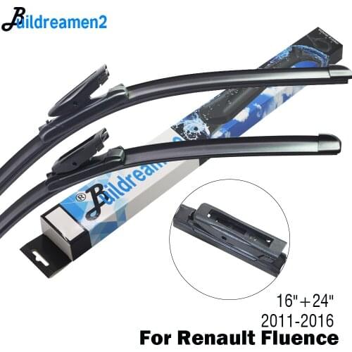 Buildreamen2 2 X Car Wiper Blade Front Windscreen Rubber Wiper For Renault Fluence Fit Bayonet Arm 2011 2012 2013 2014 2015 2016