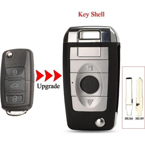 Kutery Upgrade Car Key Shell For Volkswagen/VW Jetta Golf Passat Beetle Skoda 3 Buttons With HU49/HU66 Blade Key Case Cover