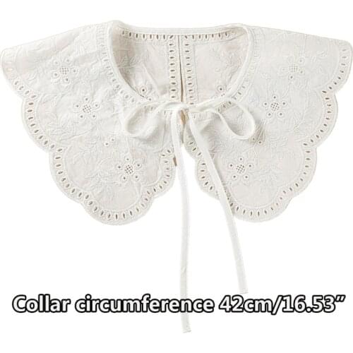 Q1FA Korean Style Decorative Fake Collar Shawl Wrap Hollow Out Embroidery Sunflower Leaves Lace Necklace Vintage Short Poncho