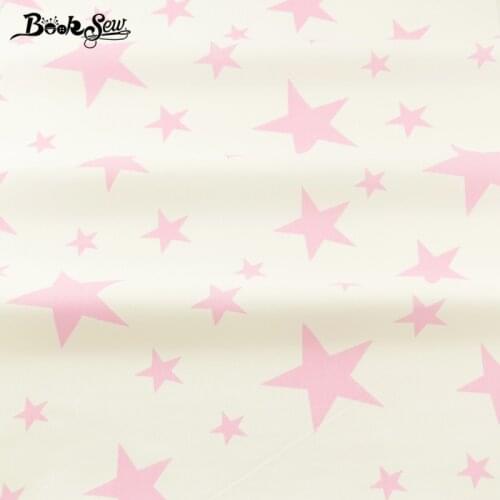 Booksew Baby Dress 100% Cotton Twill Fabric Pink Stars Pattern Meter Fabric For Sewing Scrapbooking Dolls Quilting Crafts