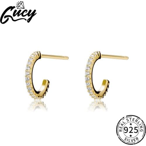 GUCY 925 Sterling Silver New Exquisite Simple Geometric Earrings Cubic Zirconal Temperament Earrings Womens Jewelry