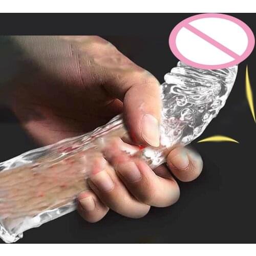 Hot Selling Lengthened and Bold Crystal Sleeve Vibrating Spike Sleeve Adult Erotic Sex Products Penis Extender Male Enlargement