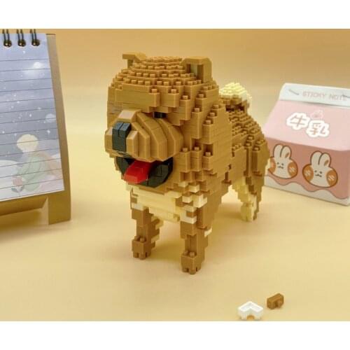 768psc Cartoon Animal Chow Chow Dog 3D Model Building Block Pet Little Yellow Dog Mini Diamond DIY Brick Children Assembling Toy