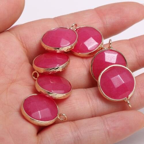 3 Pieces Round Faceted Synthetic Rubys Charms Pendants 17x20mm for Jewelry Making DIY Accessories Bracelet Nacklace Earring