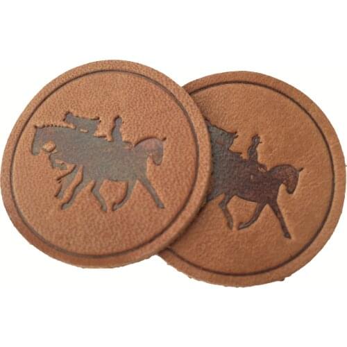 Eco-Friendly Custom Embossed Debossed Logo Hat Round Leather Label Patches For Garment
