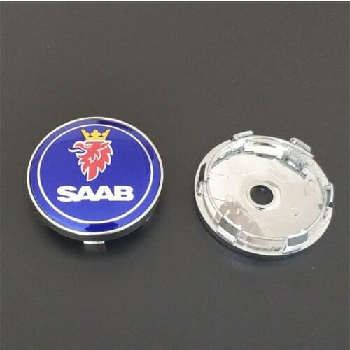 [Wholesale] 40pcs 60mm 68mm Car Styling Wheel Center Hub Cap Cover SAAB Emblem Caps logo chrome base blue Accessories