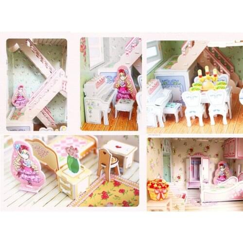 Miniature Dollhouse Wooden Furniture Kits 1/24 Scale Puzzle Doll House Toys