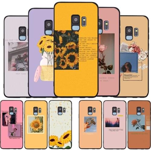 Great art prints flowers Sunflower Rose Black Soft Phone Case For Samsung Galaxy S20 S10 S9 S8 Plus Lite NOTE 10 9 8 S7 EDGE
