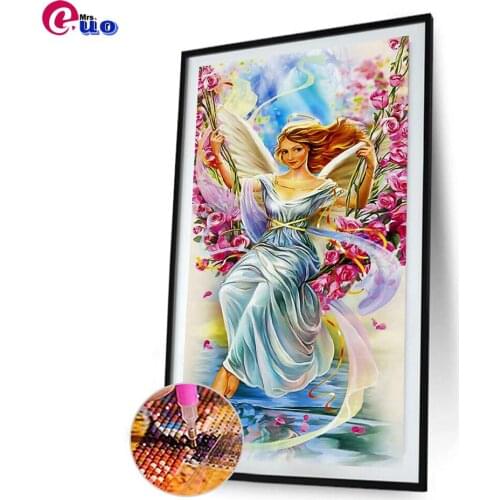 Angel 5d diy diamond painting cross stitch square round drill rhinestone embroidery kits beautiful angel on the swing