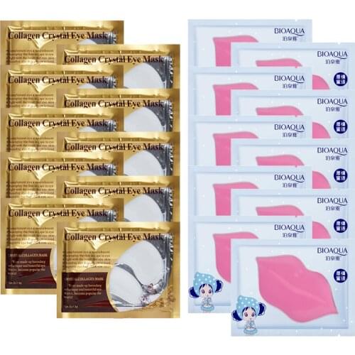 Bedtime No wash Mask Set Include 10pcs Lip Moisturizing Film And 10pcs Eye Mask Anti-aging Crystal Film Moisturizing Hydration