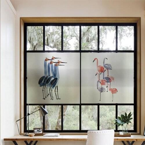 Giraffe flamingo Print Glue-free frosted window glass stickers light transmission and opaque bathroom toilet Door film