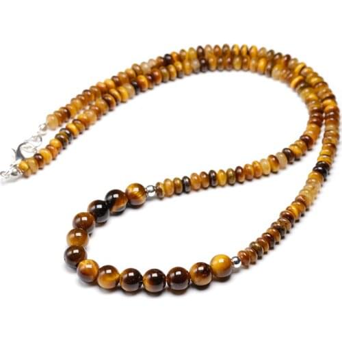 Natural Tiger Eye Stone 6mm Beads Short Necklace Female Handmade Jewelry Women Choker Necklaces Men Party Gift