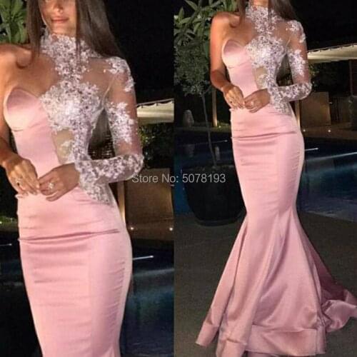 Sex High one-sleeve mermaid/trumpet floor-length satin evenig dress/gown appliques&beading free shipping