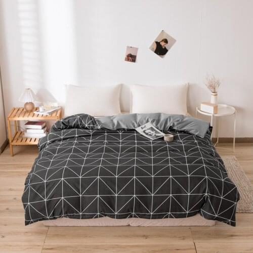 Geometric Pattern Duvet Cover with Zipper Comforter Case Black Printed Quilt Cover 150x200cm 180x220cm 200x230cm 220x240cm Size
