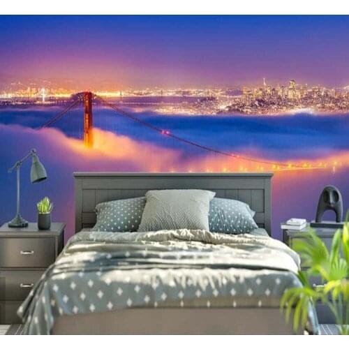Suspension Bridge Cloud Fog View Wall Mural 3D Photo Wallpaper for Living Room Sofa TV Background Wall Covering Paper Rolls