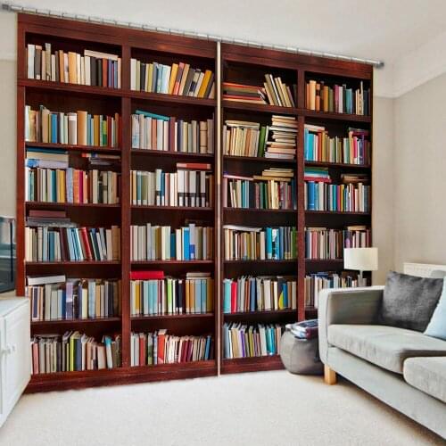 Custom 3d curtains brown bookself curtains Bedroom living room windproof thickening blackout fabric