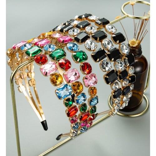 Baroque Colored Rhinestone Gold Hairband Headband for Women Girls Hair Accessories