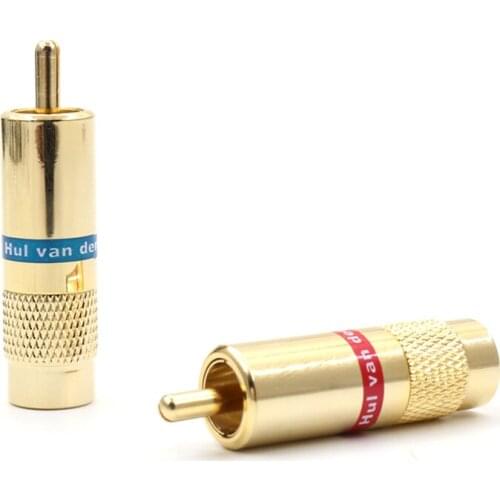 R1750 4pcs 24K Gold Plated RCA Plugs Audio RCA Jack For DIY VDH RCA cable