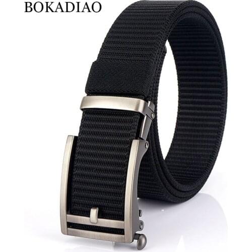 BOKADIAO Men&Women Nylon Belt Metal Automatic Buckle Canvas Belts Outdoor Sports Casual Jeans Waistband Army Military Male Strap