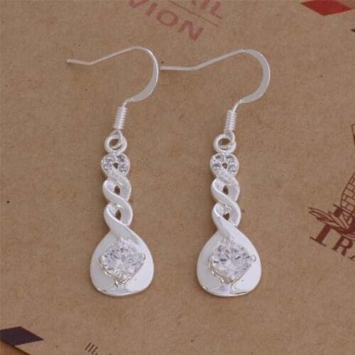 AE079 Lucky Silver Color Earrings For Women Jewelry Women Accessories Fried Dough Twist /ajbajaia Agfaixma