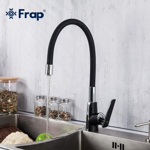 Frap Kitchen Faucets Silica Gel Faucet Swivel Mixer Tap 360 Degree Rotation Hot&Cold Water Black Faucet Torneira Cozinha F4457