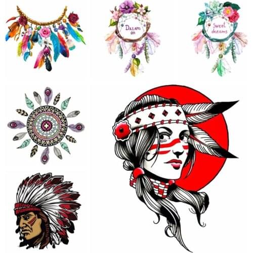 Indian Style Transfer Patches Iron-on transfers for clothing Thermal Stickers On Clothes Heat Transfers Fashion T-Shirt Sticker