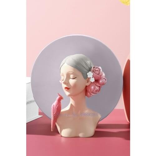 Creativity Abstract Resin Girl Sculpture Handicraft Furnishings Flower Fairy Modern Home Decoration Girls Room Figurine