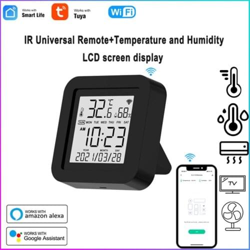 Tuya WiFi Smart IR Remote With Temperature Humidity Sensor Date Display For Air Conditioner TV AC Works With Alexa Google Home