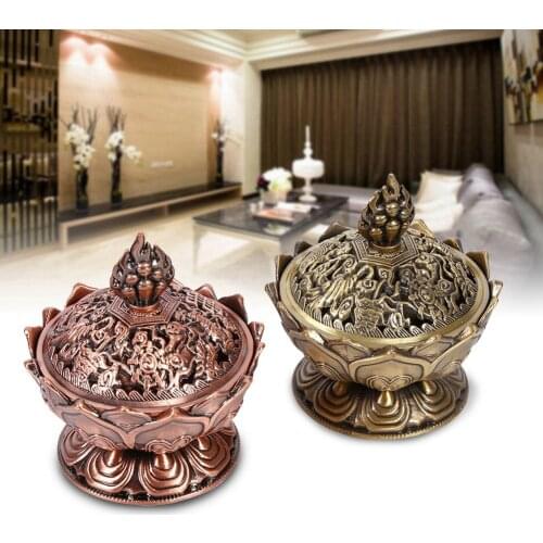 Incense Burner Vintage Backflow Lotus Flower Sandalwood Censer Incense Burner Holder Home Office Teahouse Use Home Decor