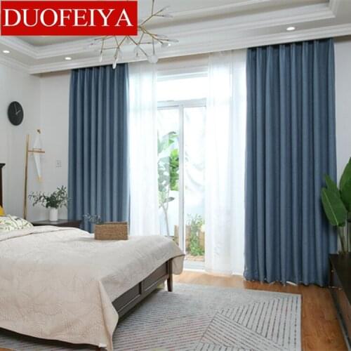 High Quality Solid Color Velvet Linen High Shading Curtains for Living Dining Room Bedroom