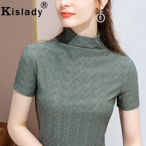 Spring Summer Floral Hollow Out Gothic Women Shirt Sexy Lace OL Tops Harajuku Shirts Korean Plus Size Fashion Charming Clothes