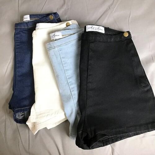 Women Vintage Style High Waist Stretch Denim Shorts Bottom Hot Shorts Jeans Summer Beach Slim Sexy Shorts Jeans Female