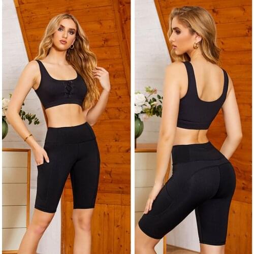 2Pcs Women Sport Suit Gym Sexy Bra Seamless Shorts Workout Running Clothing Wear Athletic Yoga Set