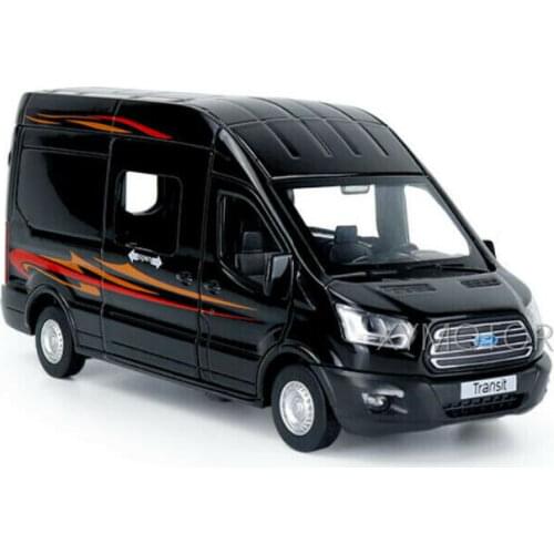 1/35 CaiPo Ford Transit Van Cargo MPV Diecast Model Toys Car Boys Girls Kids Gifts Toys Black/White pull back sound light
