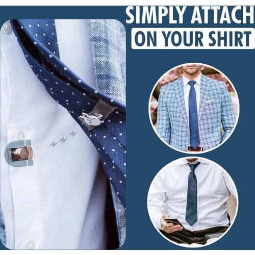 1set Casual Office Easy Install Portable Daily Invisible Magnetic Tie Clip Dating For Men Party Business Multifunction Durable