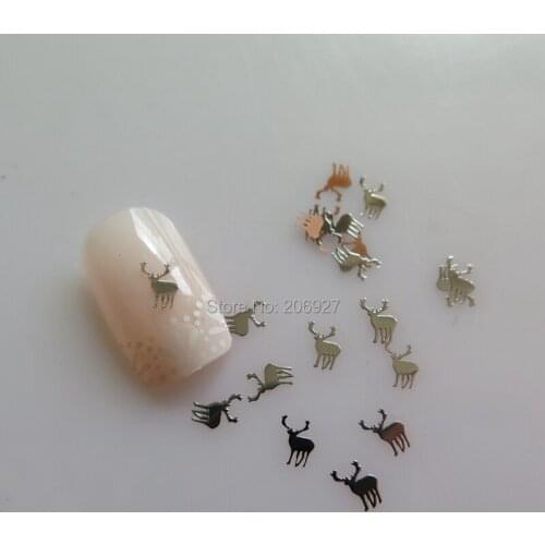 MS332-1 100pcs Silver Cute Deer Metal Sticker Nail Art Metal Sticker Nail Art Decoration Non-adhesive Sticker